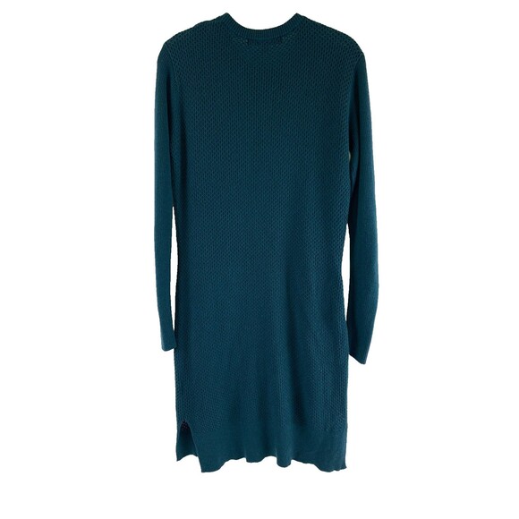 Title Nine Woolicious Waffle Sweater Dress Long Sleeve Knee Teal Crew Neck Small - Picture 6 of 16